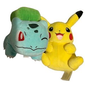 Pokémon Plush Lot Pikachu & Bulbasaur Official Nintendo Plush Set of 2